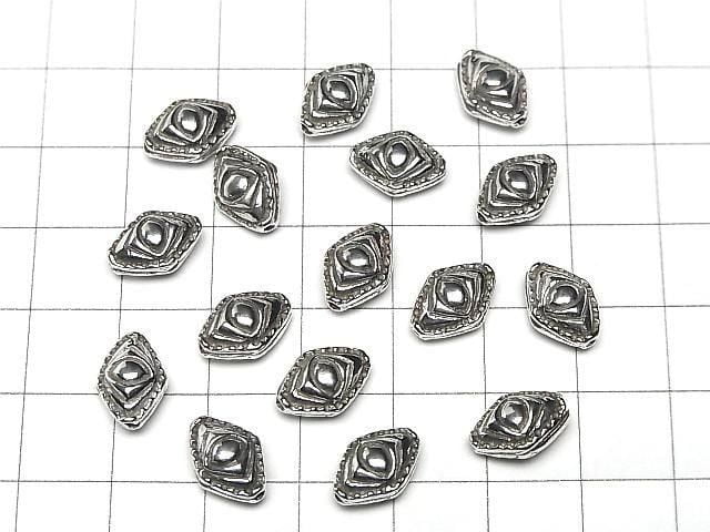 Bali Silver Rhombus Bead 11x8x5.5mm Oxidized Finish 1pc