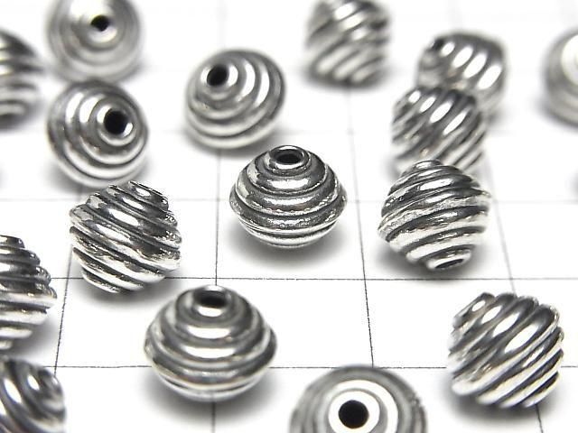 Bali Silver Rondelle 8.5x8.5x7.5mm Oxidized Finish 2pcs