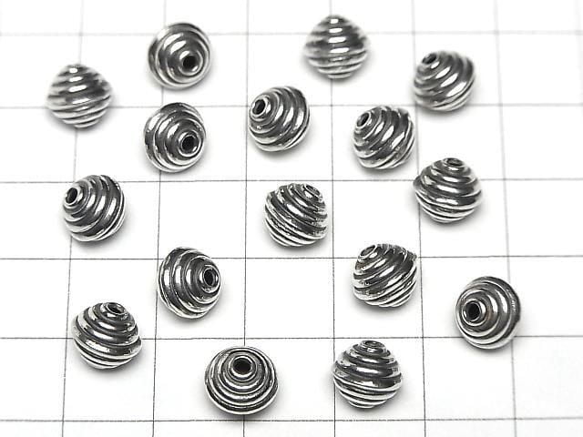 Bali Silver Rondelle 8.5x8.5x7.5mm Oxidized Finish 2pcs