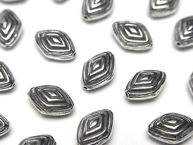 Bali Silver Rhombus Bead 11x8x5.5mm Oxidized Finish 1pc