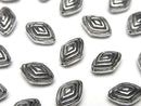 Bali Silver Diamond Beads 11x8x5.5mm Oxidized Finish 1pc