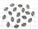 Bali Silver Diamond Beads 11x8x5.5mm Oxidized Finish 1pc