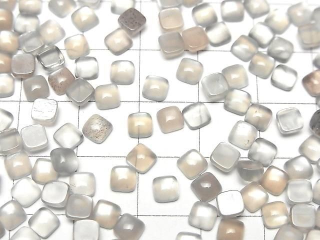 [Video] Gray Moonstone AAA Square Cabochon 4x4mm 10pcs