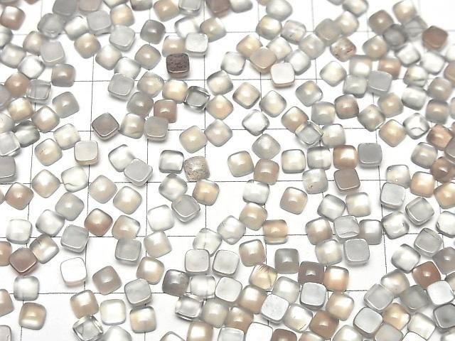 [Video] Gray Moonstone AAA Square Cabochon 4x4mm 10pcs