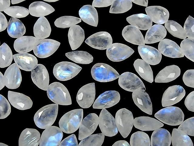 [Video]High Quality Rainbow Moonstone AA++ Loose stone Pear shape Faceted 12x8mm 3pcs