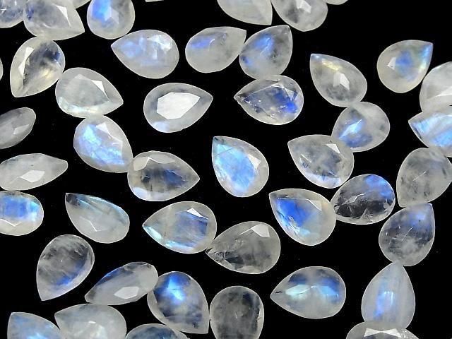 [Video]High Quality Rainbow Moonstone AA++ Loose stone Pear shape Faceted 14x10mm 2pcs