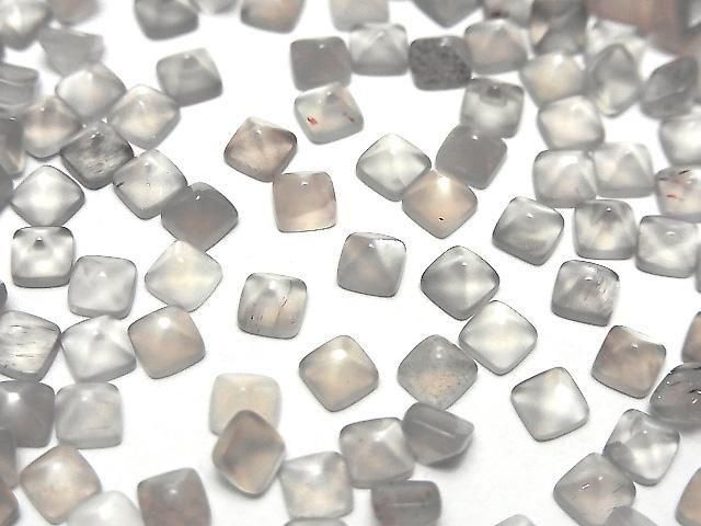 [Video]High Quality Gray Moonstone AAA- Sugarloaf Cut 4x4mm 10pcs