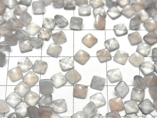 [Video]High Quality Gray Moonstone AAA- Sugarloaf Cut 4x4mm 10pcs
