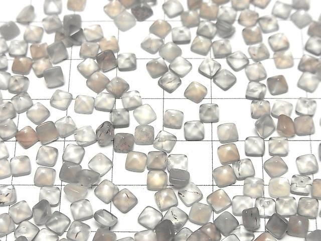 [Video]High Quality Gray Moonstone AAA- Sugarloaf Cut 4x4mm 10pcs
