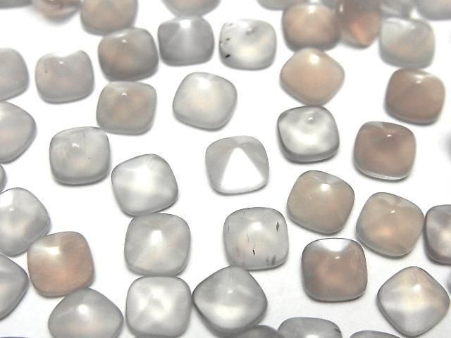 [Video]High Quality Gray Moonstone AAA- Sugarloaf Cut 6x6mm 5pcs