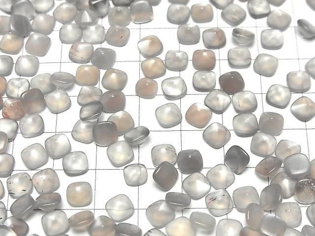 [Video]High Quality Gray Moonstone AAA- Sugarloaf Cut 6x6mm 5pcs