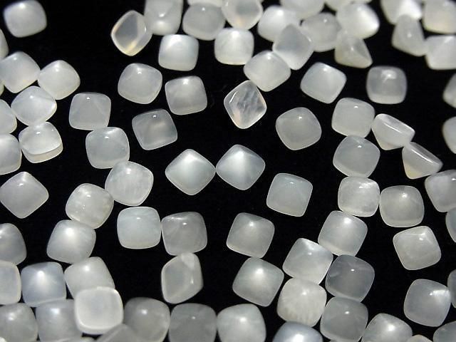 [Video]High Quality White Moonstone AAA Sugarloaf Cut 4x4mm 10pcs