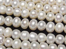 [Video] Fresh Water Pearl AA++ Rondelle -Potato 6mm White 1strand beads (aprx.15inch/36cm)