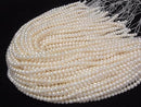 [Video] Fresh Water Pearl AA++ Rondelle -Potato 6mm White 1strand beads (aprx.15inch/36cm)