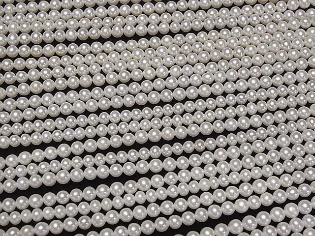 [Video] Fresh Water Pearl AAA Semi Round - Potato 4mm White 1-strand beads (approx. 15inch/37cm)