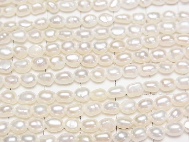 [Video] Fresh Water Pearl AA+ Baroque-Rice 5x4x3mm White 1strand beads (aprx.13inch/31cm)