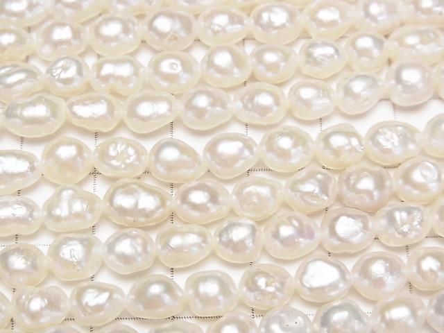 [Video] Fresh Water Pearl AA Baroque 6-8mm White 1strand beads (aprx.15inch/36cm)