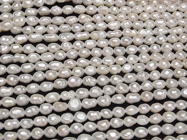 [Video] Fresh Water Pearl AA Baroque 6-8mm White 1strand beads (aprx.15inch/36cm)