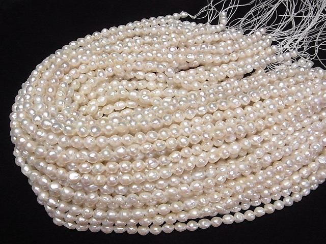 [Video] Fresh Water Pearl AA Baroque 6-8mm White 1strand beads (aprx.15inch/36cm)