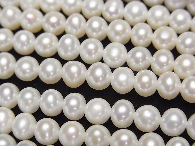 [Video] Fresh Water Pearl AAA Semi Round-Potato 5mm White half or 1strand beads (aprx.15inch/36cm)