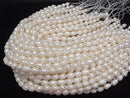 [Video] Fresh Water Pearl AA Wrinkle Rice 10x8x8mm White 1strand beads (aprx.13inch/33cm)