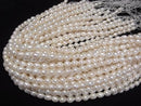 [Video] Fresh Water Pearl AA+ Natural Rice-Drop 8-10mm White 1strand beads (aprx.15inch/38cm)