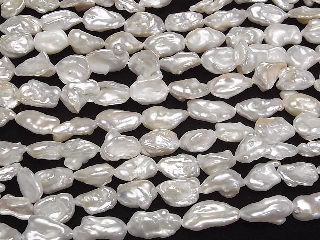 [Video] Fresh Water Pearl Keshi Pearl AA++ Baroque 10-17mm White 1strand beads (aprx.15inch/38cm)