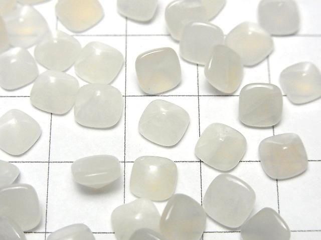 [Video]High Quality White Moonstone AAA Sugarloaf Cut 6x6mm 5pcs