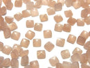 [Video]High Quality Peach Moonstone AAA- Sugarloaf Cut 4x4mm 10pcs