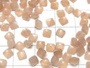 [Video]High Quality Peach Moonstone AAA- Sugarloaf Cut 4x4mm 10pcs