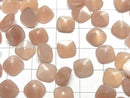 [Video]High Quality Peach Moonstone AAA- Sugarloaf Cut 8x8mm 3pcs