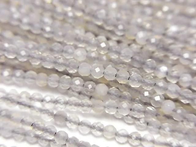 [Video]High Quality! Gray Moonstone AA++ Faceted Round 2mm 1strand beads (aprx.15inch/37cm)