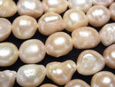 [Video]Fresh Water Pearl AA Baroque 10-15mm Natural color Light Orange 1strand beads (aprx.14inch/34cm)