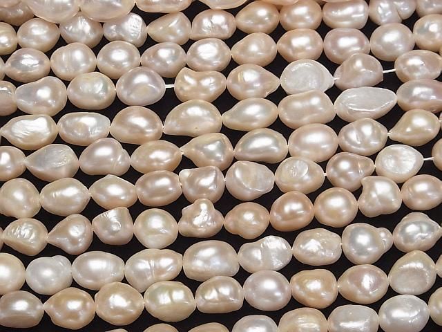 [Video]Fresh Water Pearl AA Baroque 10-15mm Natural color Light Orange 1strand beads (aprx.14inch/34cm)
