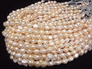 [Video]Fresh Water Pearl AA Baroque 10-15mm Natural color Light Orange 1strand beads (aprx.14inch/34cm)