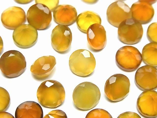 [Video]High Quality Honey Color Chalcedony AAA Loose Stone Round Faceted 8x8mm 5pcs