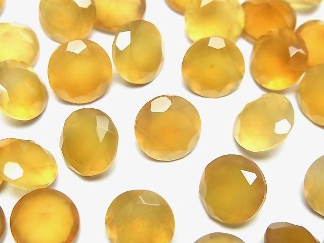 [Video]High Quality Honey Color Chalcedony AAA Loose Stone Round Faceted 10x10mm 3pcs