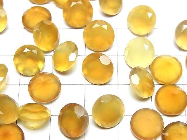 [Video]High Quality Honey Color Chalcedony AAA Loose Stone Round Faceted 10x10mm 3pcs