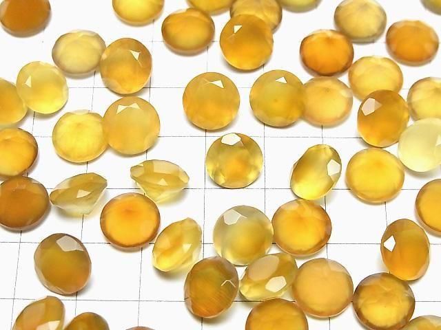 [Video]High Quality Honey Color Chalcedony AAA Loose Stone Round Faceted 10x10mm 3pcs
