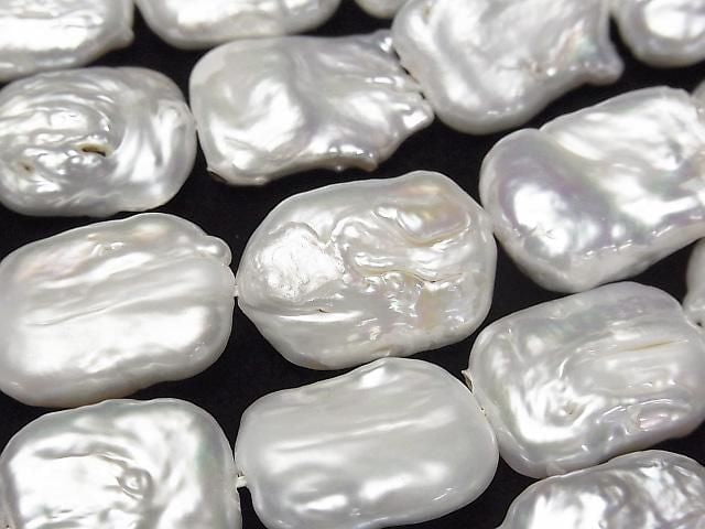 [Video] Fresh Water Pearl AA Rectangle 20-22mm White 1strand beads (aprx.14inch/35cm)