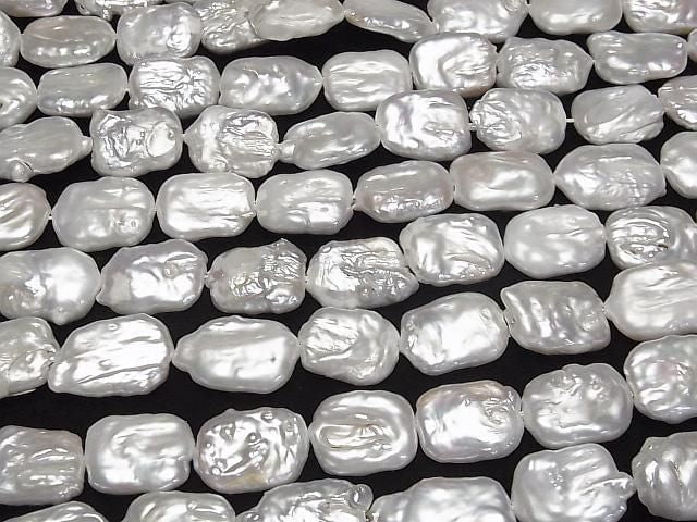 [Video] Fresh Water Pearl AA Rectangle 20-22mm White 1strand beads (aprx.14inch/35cm)