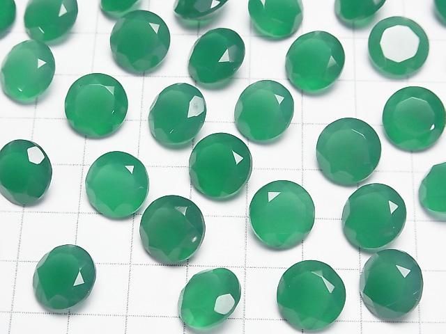 [Video]High Quality Green Onyx AAA Loose stone Round Faceted 12x12mm 2pcs