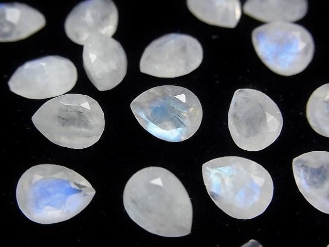 [Video]Rainbow Moonstone AA++ Loose stone Pear shape Faceted 8x6mm 5pcs