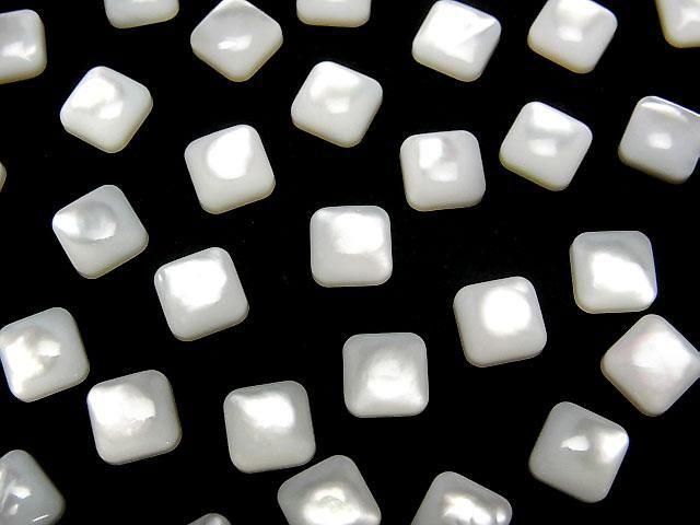 [Video] High Quality White Shell (Silver-lip Oyster) AAA Square Cabochon 6x6mm 5pcs