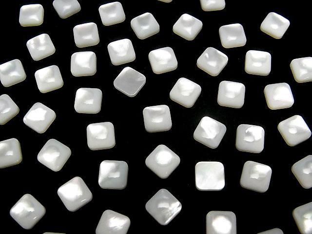 [Video] High Quality White Shell (Silver-lip Oyster) AAA Square Cabochon 6x6mm 5pcs