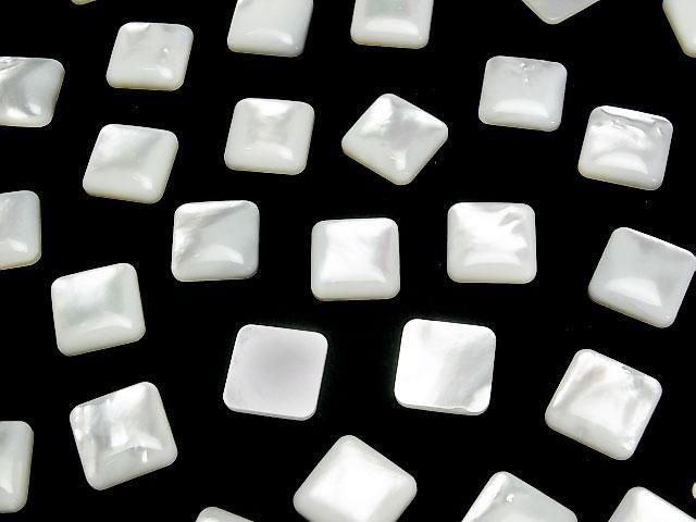 [Video] High Quality White Shell (Silver-lip Oyster) AAA Square Cabochon 12x12mm 4pcs