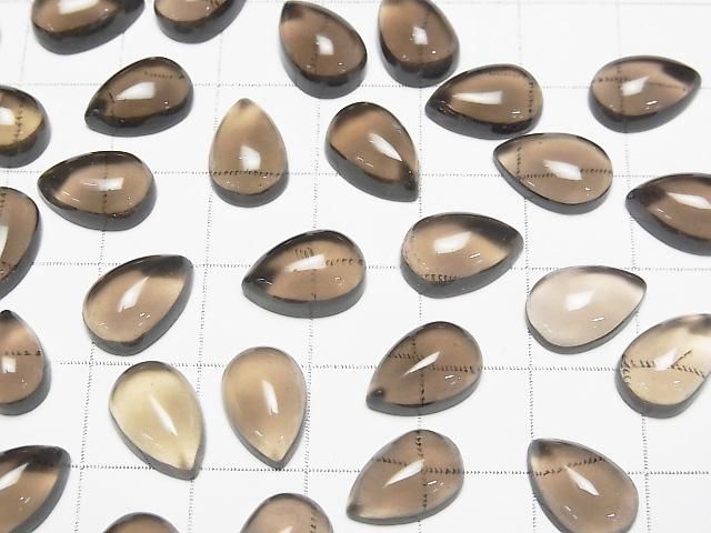 [Video]High Quality Smoky Quartz AAA Pear shape Cabochon 12x8mm 4pcs