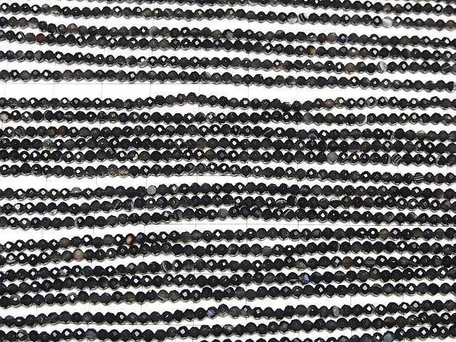[Video]High Quality! Striped Onyx Faceted Round 2mm 1strand beads (aprx.15inch/37cm)
