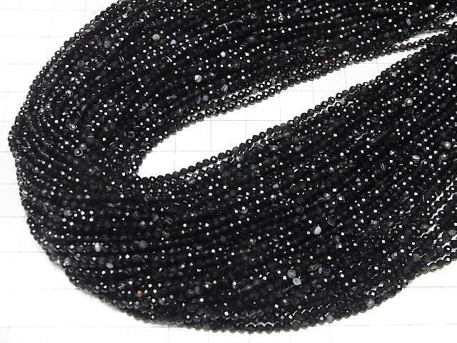 [Video]High Quality! Striped Onyx Faceted Round 2mm 1strand beads (aprx.15inch/37cm)