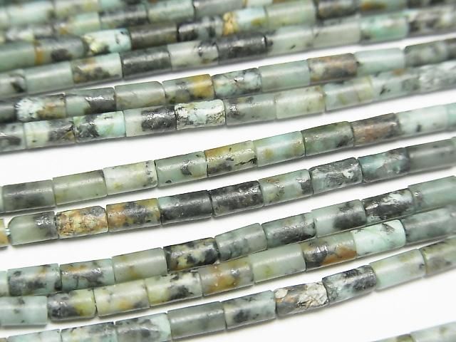 [Video] African Turquoise Tube 4x2x2mm 1strand beads (aprx.15inch/36cm)